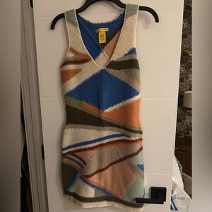 Catherine Malandrino Blue and Cream Knit Dress